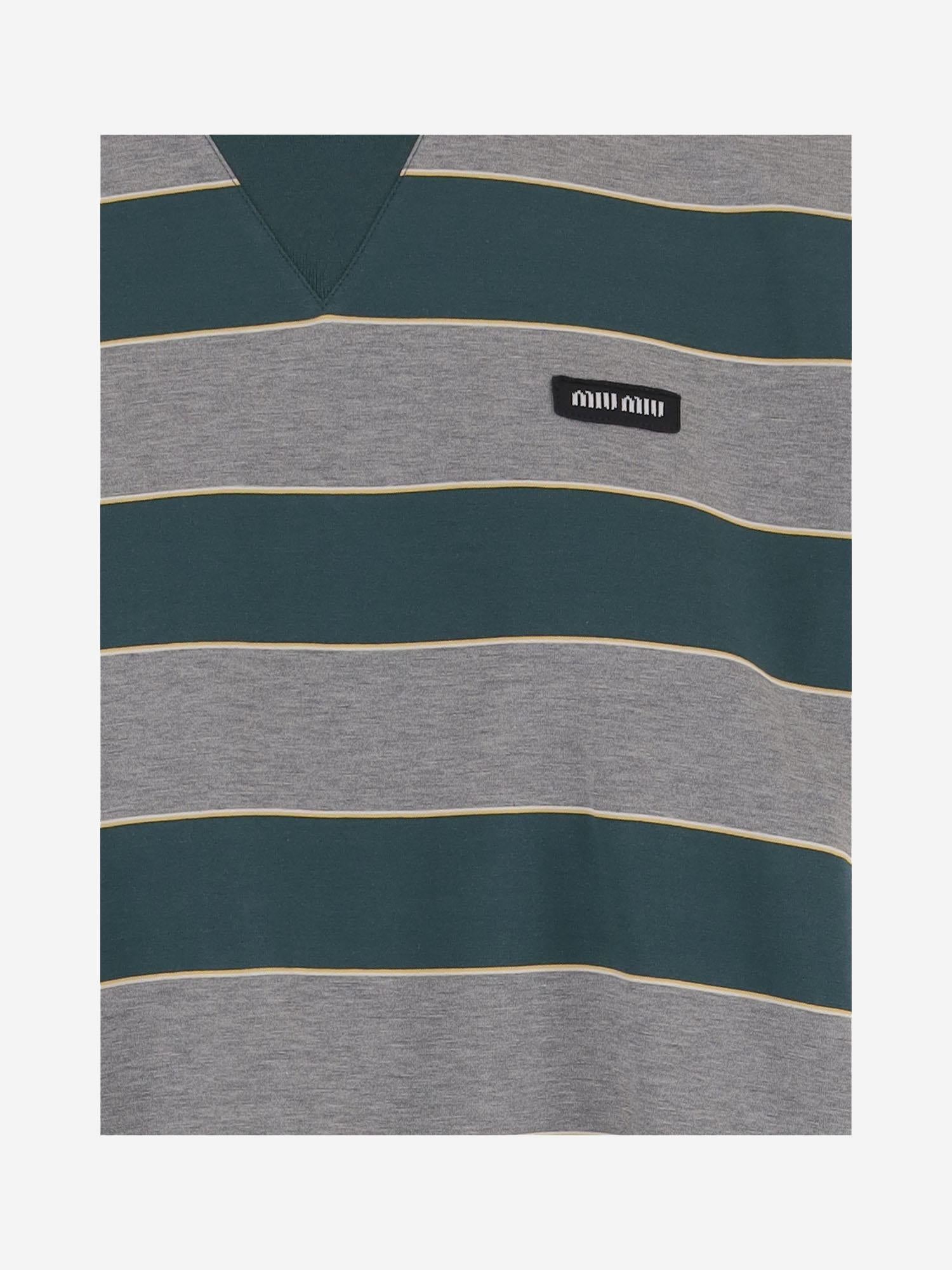 MAGLIA IN COTONE CON MOTIVO A RIGHE MJLA39 19DDF0E5Q MIU MIU 