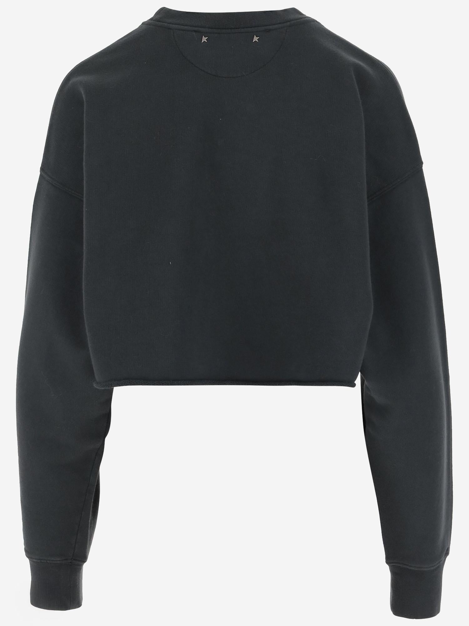 FELPA CORTA IN COTONE CON DECORAZIONE GWP02203 P00189690456 GOLDEN GOOSE 