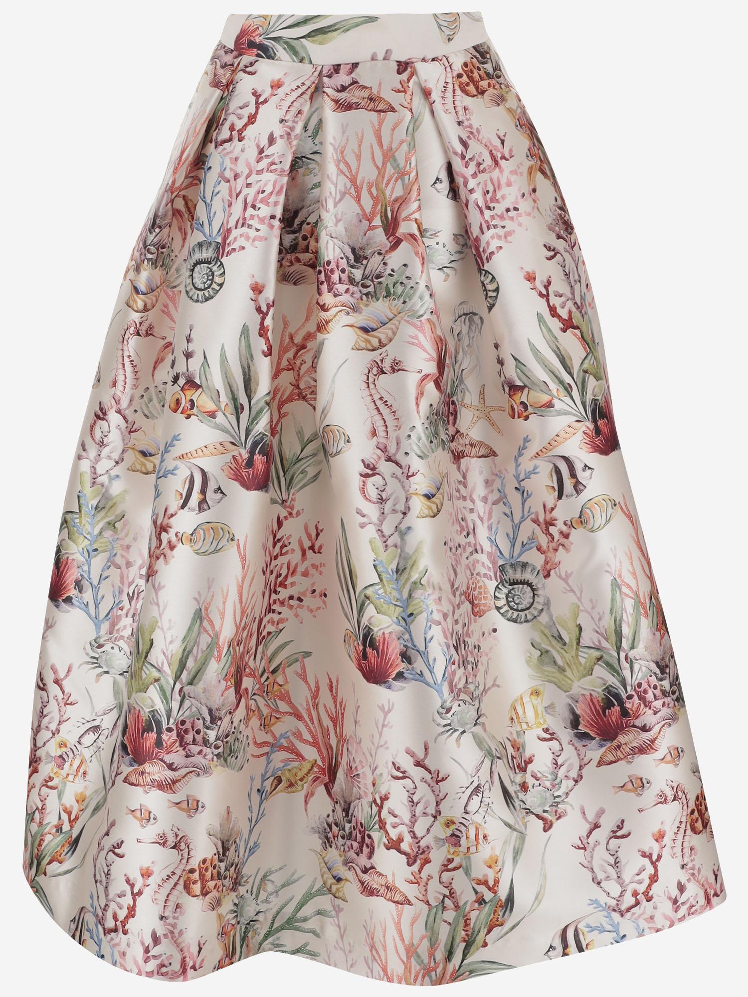 GONNA SVASATA CON STAMPA FANTASIA LUNA TROPICANA LUNATICA 