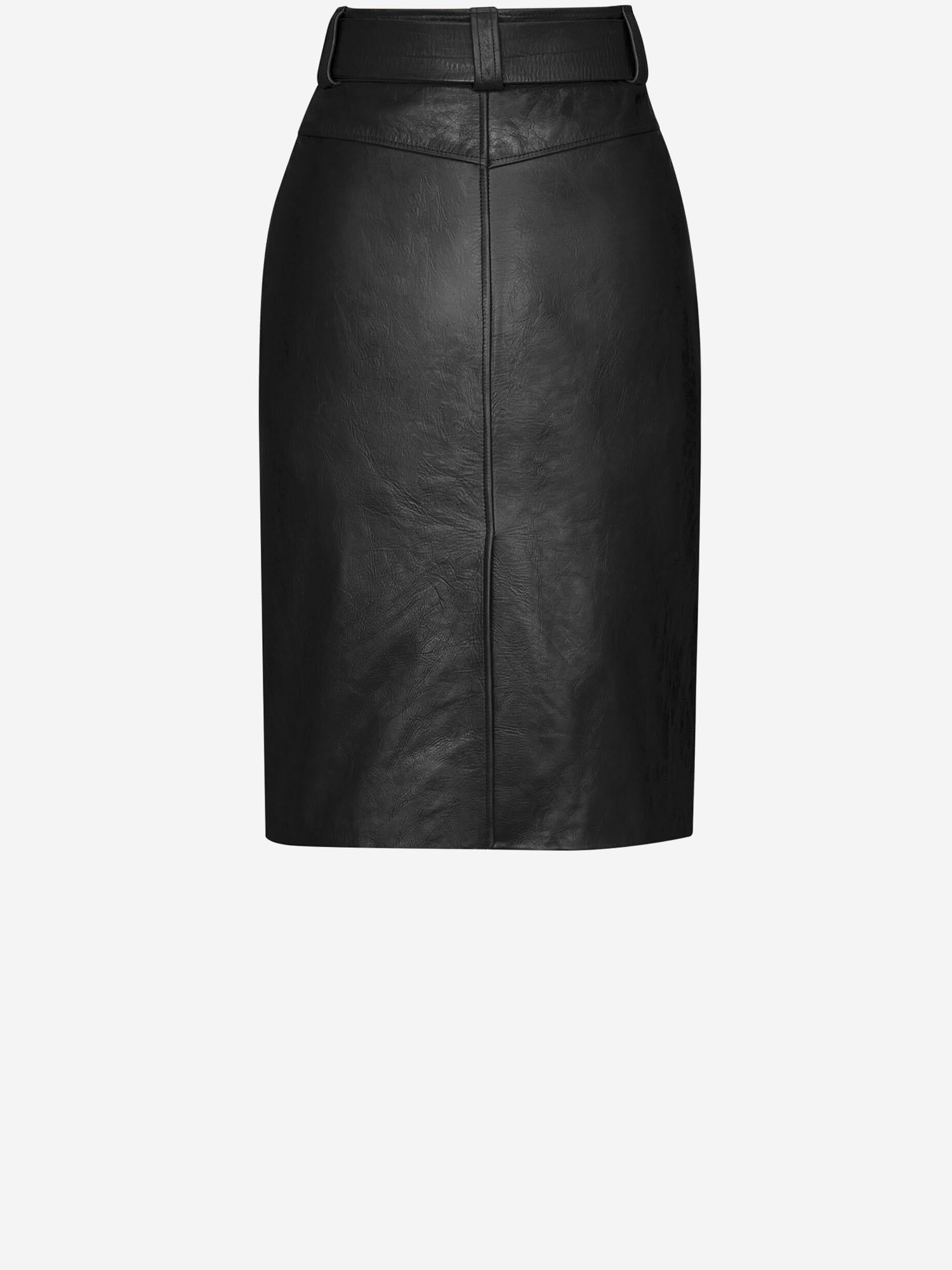 GONNA A MATITA CON CINTURA IN PELLE STROPICCIATA 865021 YCVD21000 SAINT LAURENT 