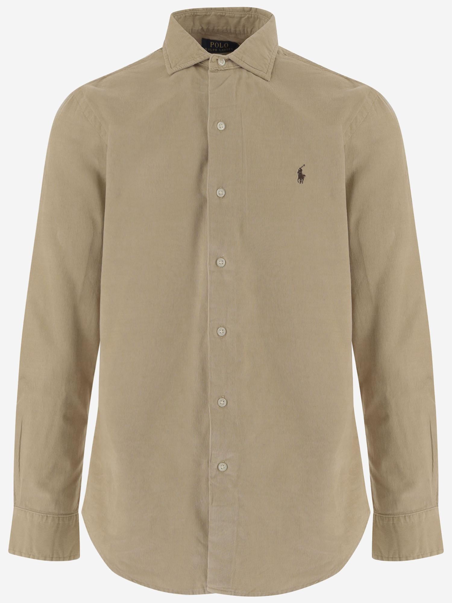Camicia in velluto a coste beige 710P00518 004 POLO RALPH LAUREN 