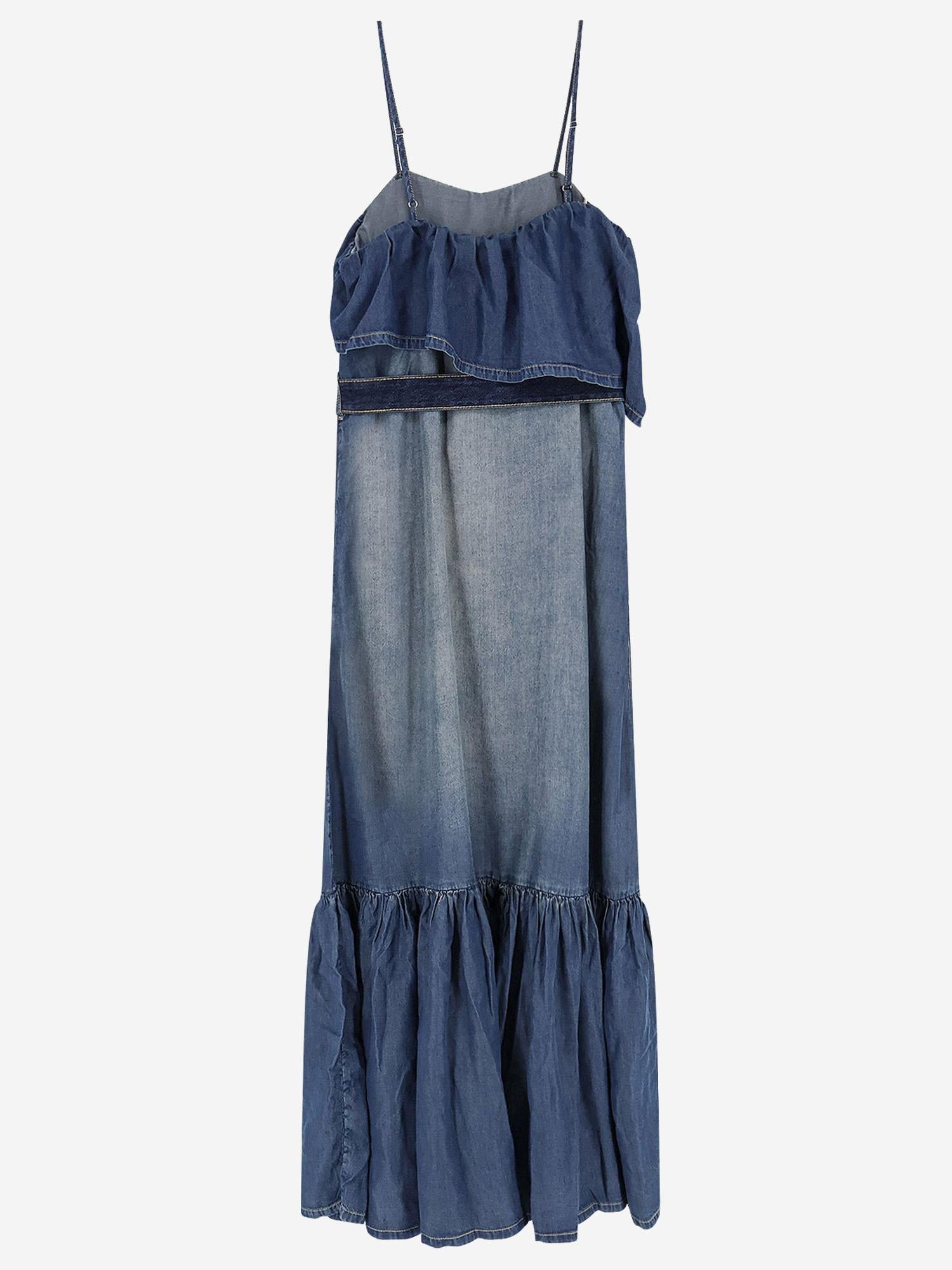ABITO IN DENIM CON VOLANT 106626 A388PJC PINKO 