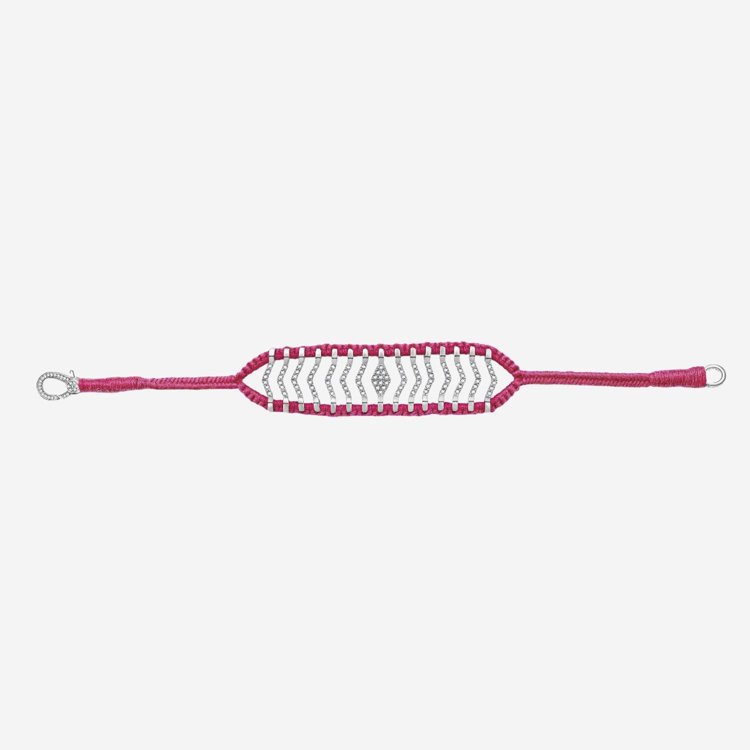 BRACCIALE ARGENTO CON DETTAGLIO GEOMETRICO ITACARE FUCSIA SILVIA BINI GIOIELLI 