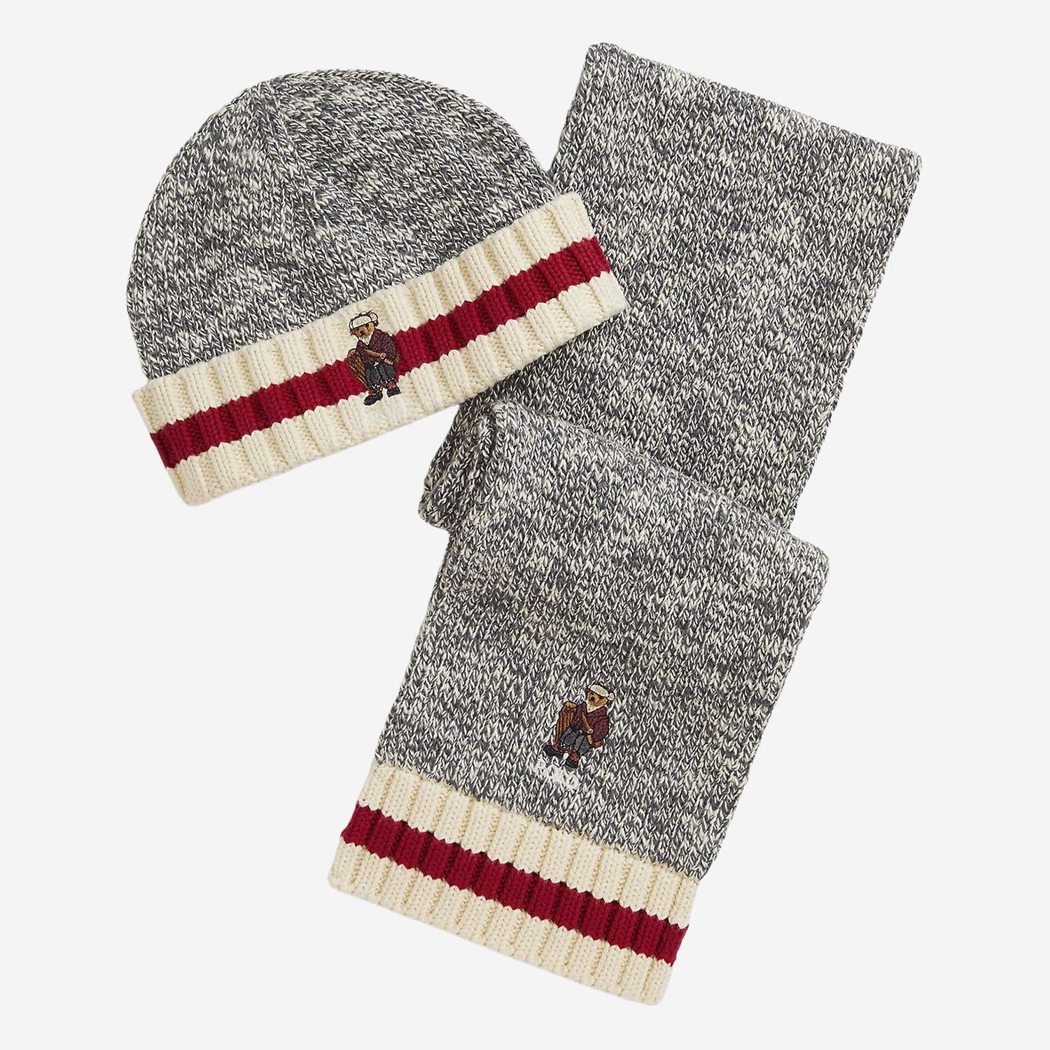 SET SCIARPA E BEANIE IN COTONE CON POLO BEAR 323981112 001 POLO RALPH LAUREN KIDS 