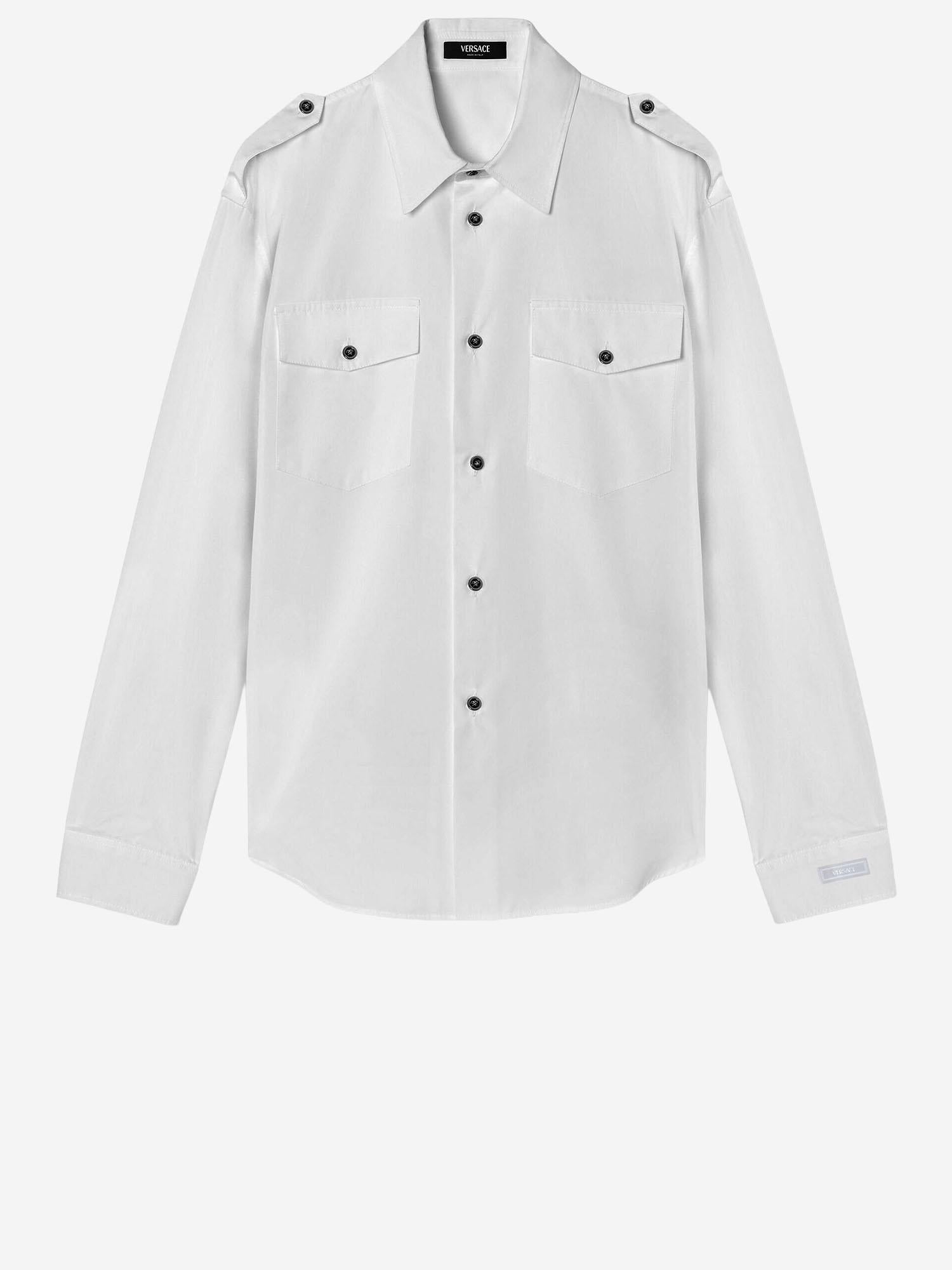 CAMICIA IN  COTONE CON BOTTONI A CONTRASTO 1019892 1A147481W000 VERSACE 