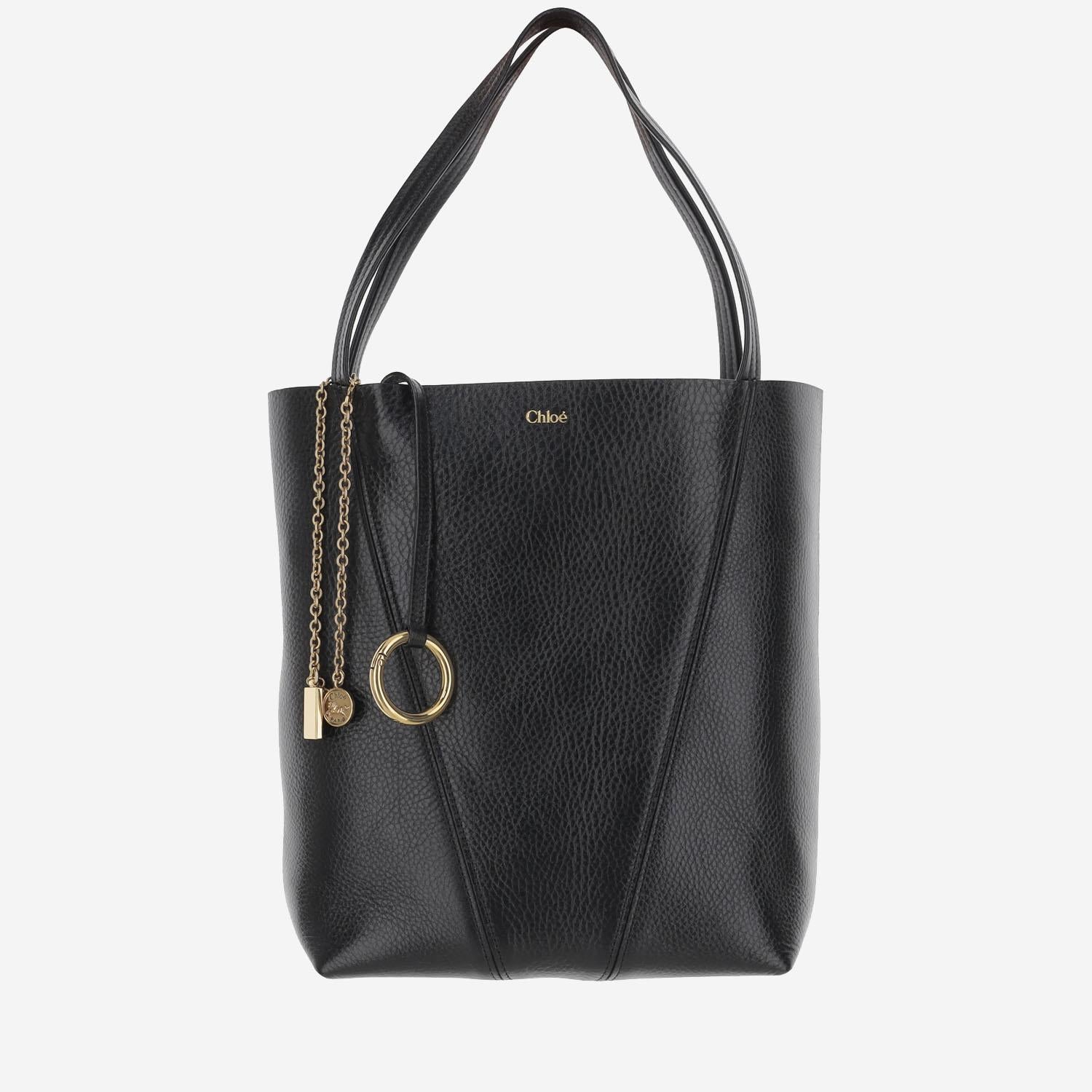 TOTE BAG CHLOÉ SPIN IN PELLE GRANATA CHC25SS811N84 001 CHLOE 