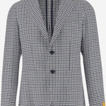GIACCA MONOPETTO IN MISTO LINO CON MOTIVO CHECK 1SMC22K 340303EI887 TAGLIATORE 