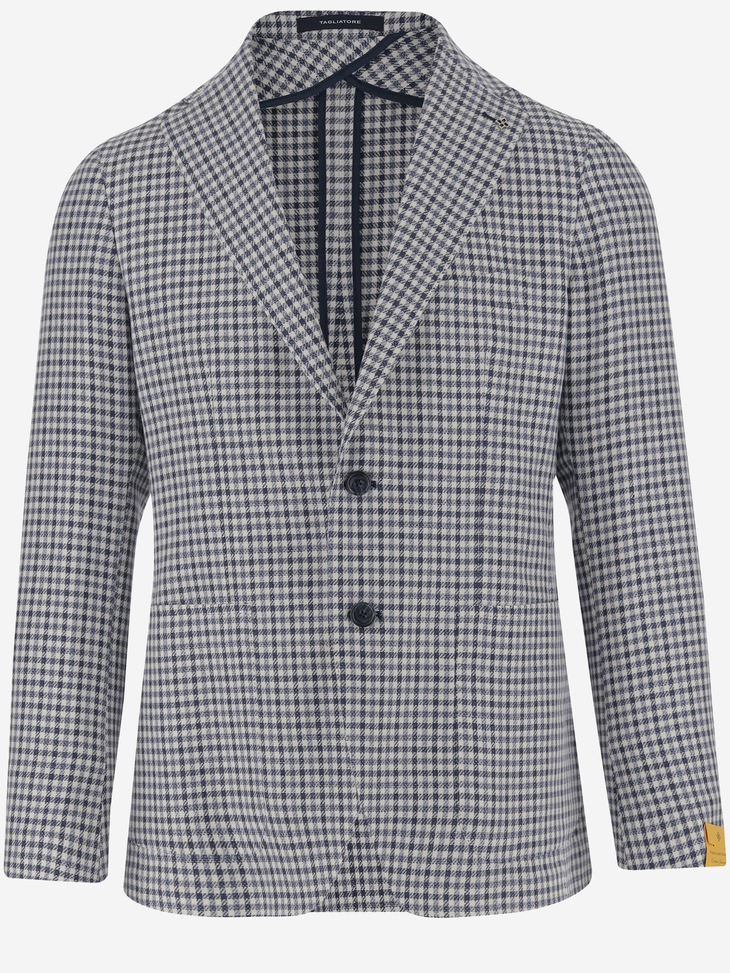 GIACCA MONOPETTO IN MISTO LINO CON MOTIVO CHECK 1SMC22K 340303EI887 TAGLIATORE 
