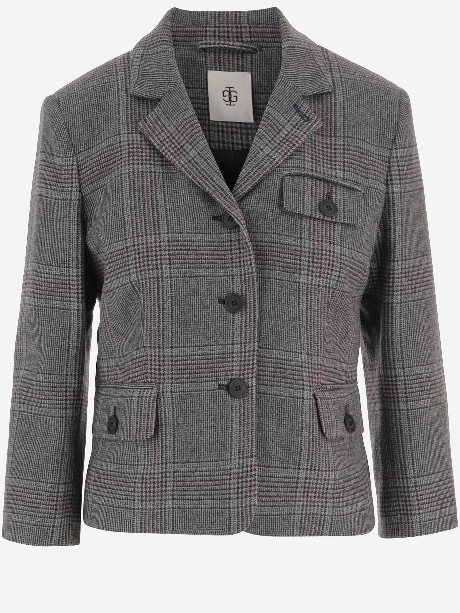 GIACCA TAYLOR IN MISTO LANA CON MOTIVO A QUADRI 21789 950 THE.GARMENT 