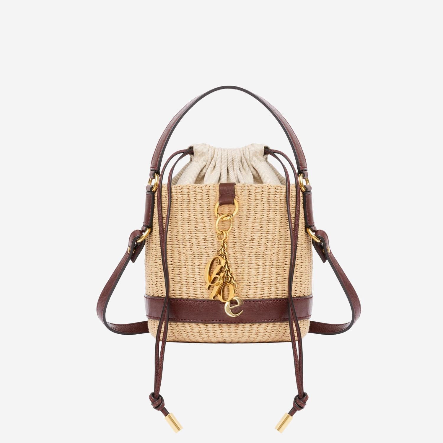 BORSA A SECCHIELLO IN RAFIA E PELLE CH26US941R96 27M CHLOE 