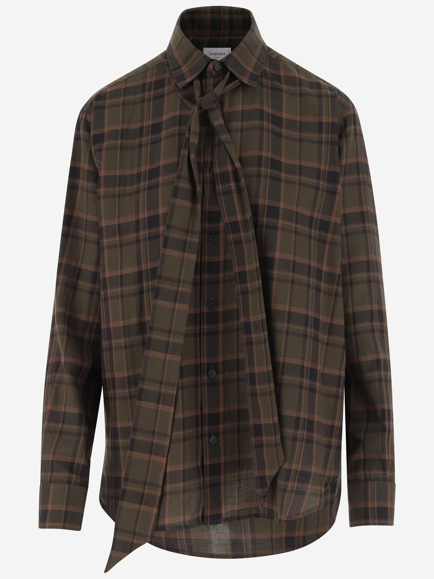 CAMICIA LAVALLIÈRE CASSANDRE IN COTONE MOTIVO PLAID 838890 Y33IA2883 SAINT LAURENT 