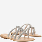 SANDALI IN PELLE CON STRASS TASO SILVER KIMA 