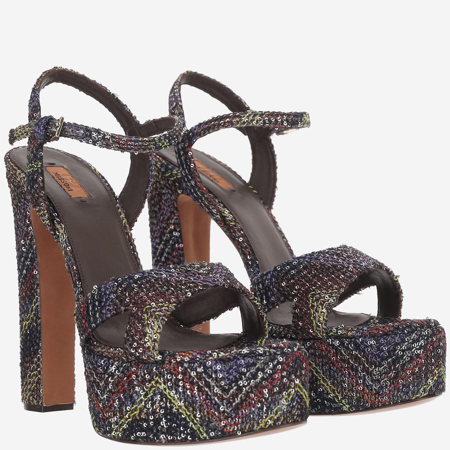 SANDALI PLATFORM IN MISTO VISCOSA MWF092 026 MISSONI 
