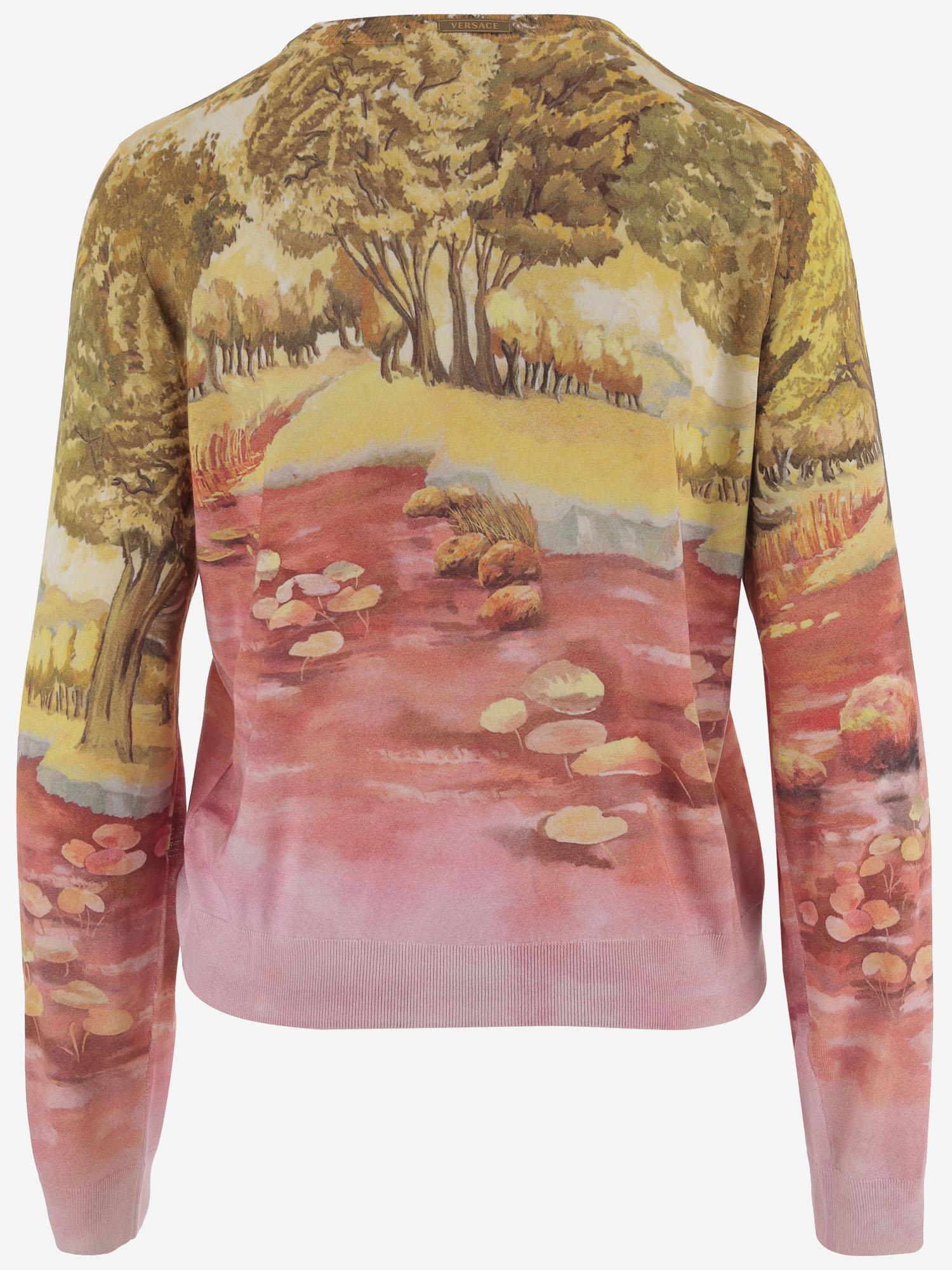 CARDIGAN IN SETA CON STAMPA NATURISTA 1024236 1A178775X000 VERSACE 