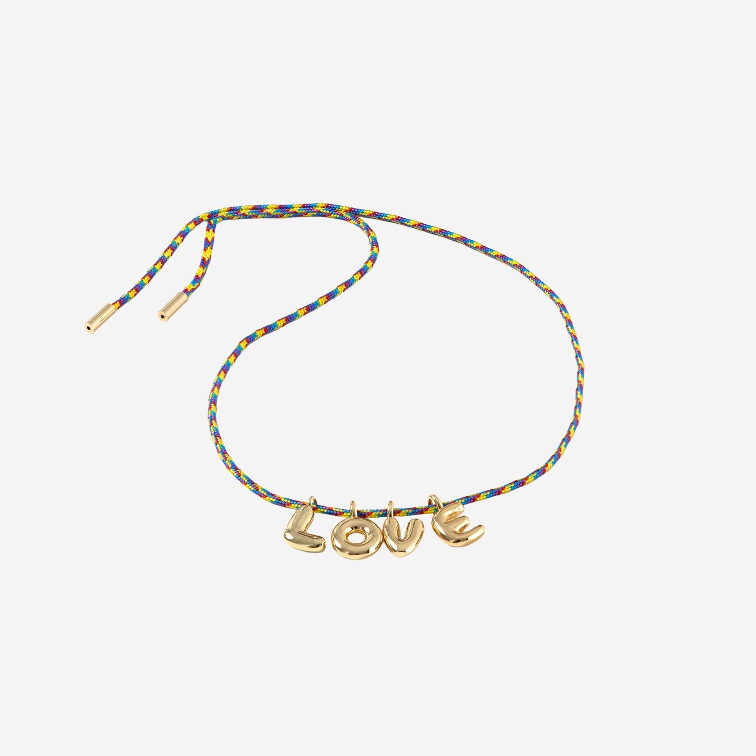 BRACCIALE IN TESSUTO E METALLO BUBBLELETTERSGOLDPLATED LOVE SORBET ISLAND 