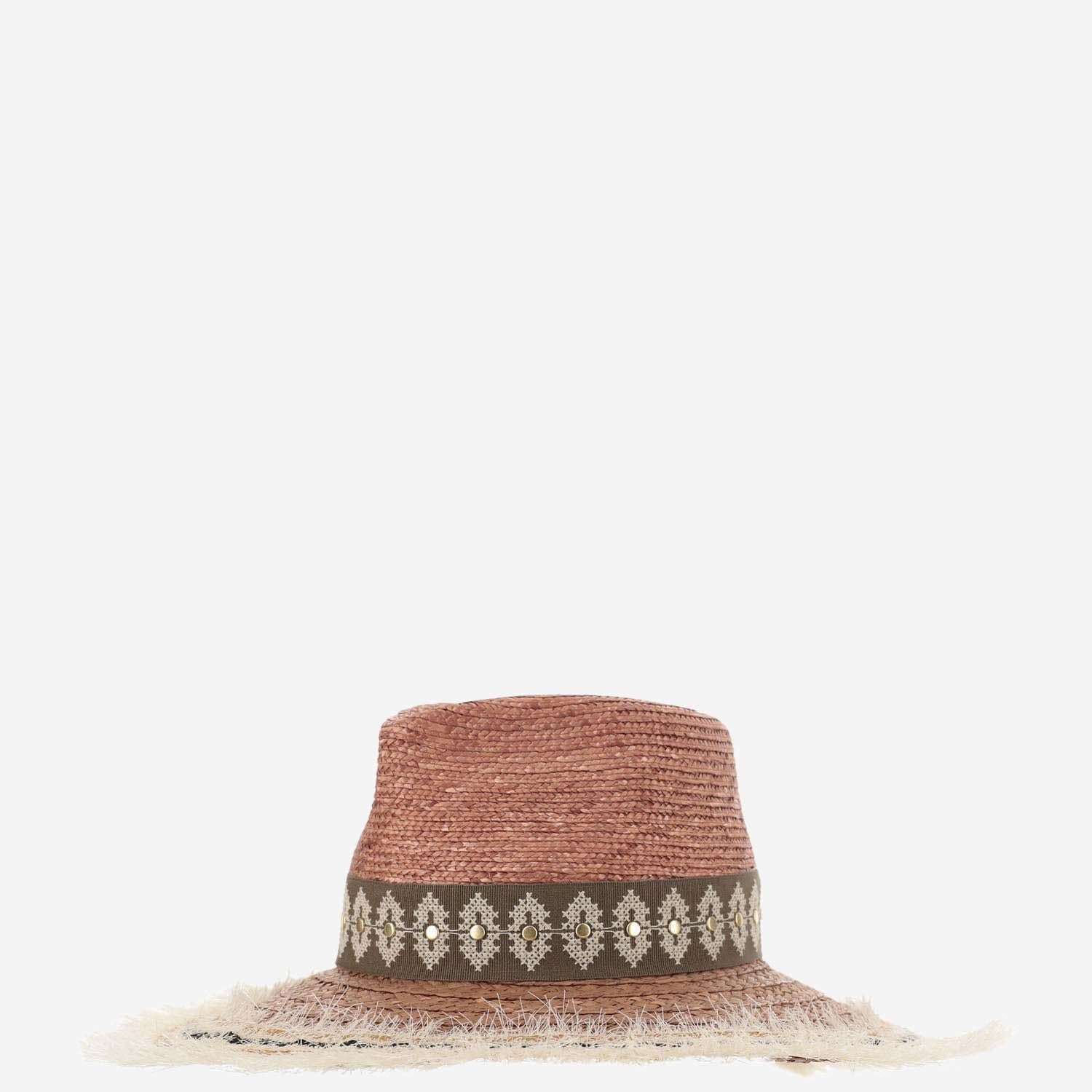 CAPPELLO IN MISTO PAGLIA E VISCOSA CON RICAMO 385981 48 FERRUCCIO VECCHI 