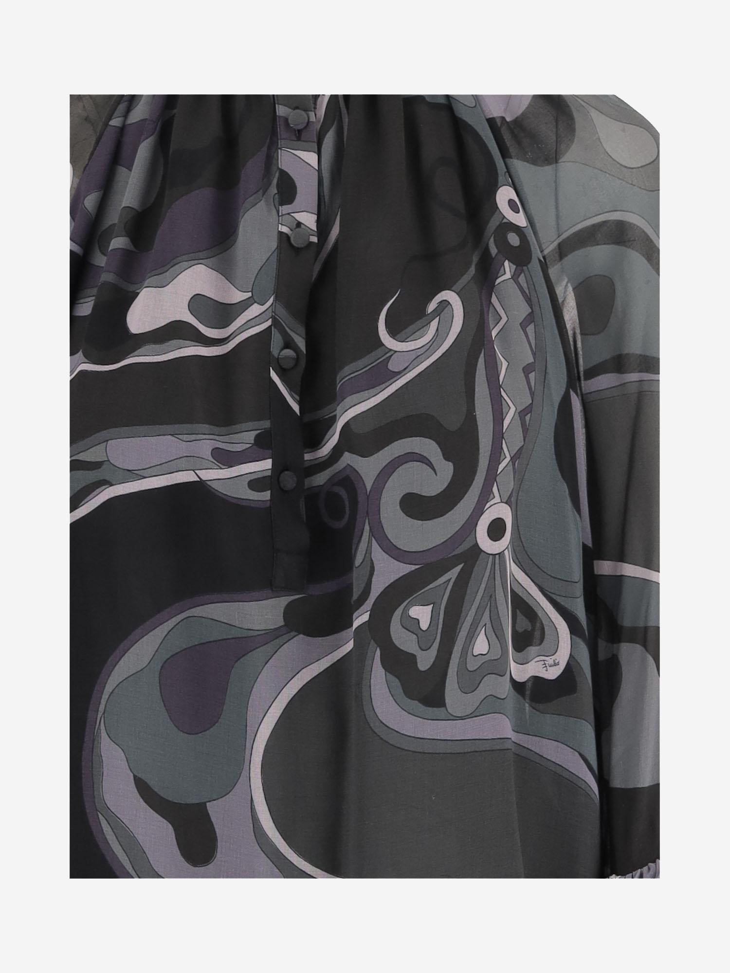 BLUSA IN VISCOSA CON STAMPA A MOTIVO ASTRATTO 5URM11 5U780016 EMILIO PUCCI 