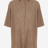 CAMICIA DOUGLAS IN PELLE SCAMOSCIATA SH02 SUEDCAMEL NICCOLO PASQUALETTI 