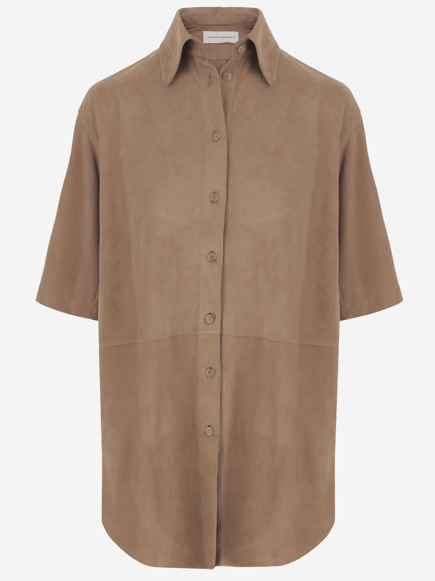 CAMICIA DOUGLAS IN PELLE SCAMOSCIATA SH02 SUEDCAMEL NICCOLO PASQUALETTI 