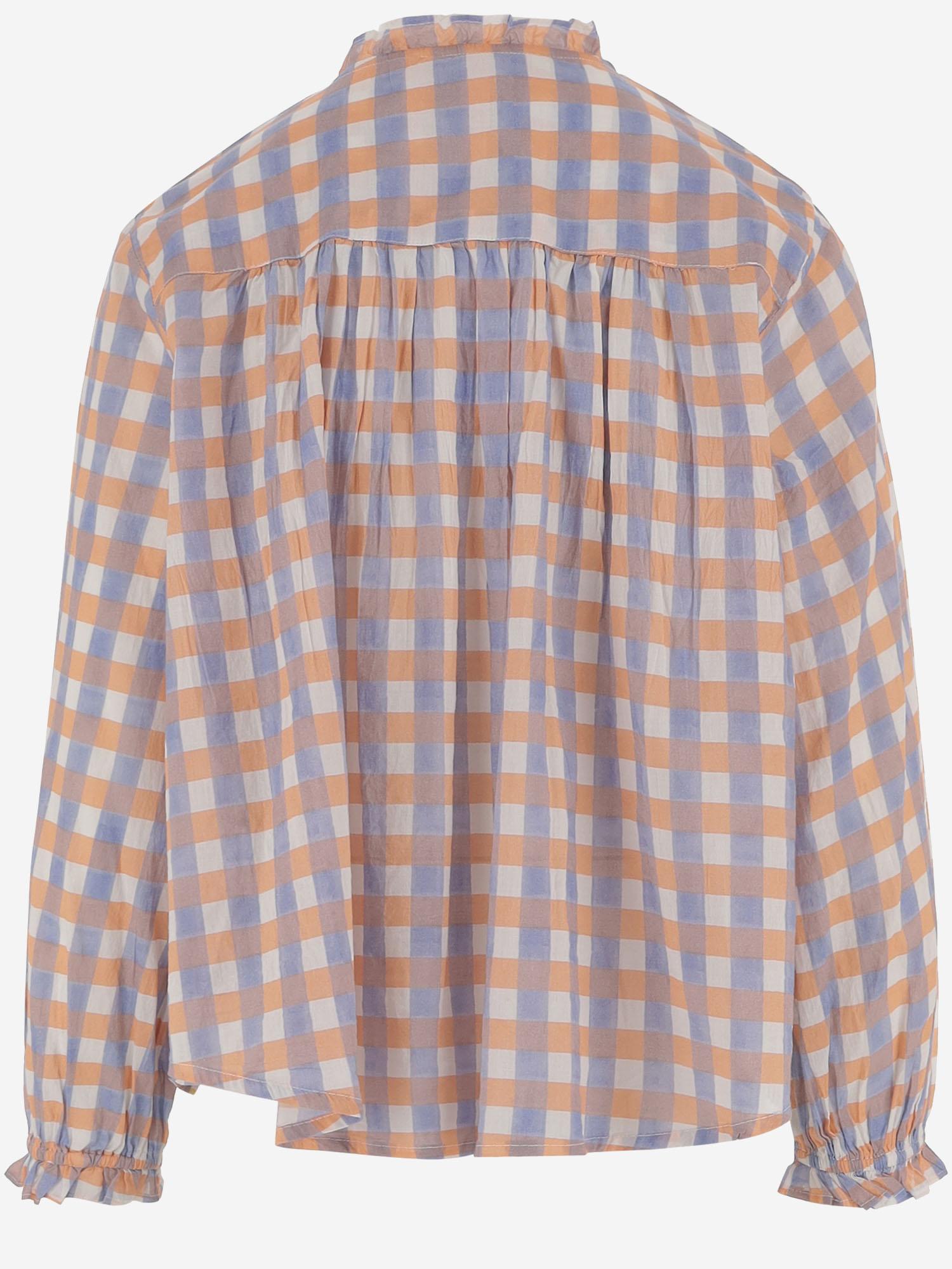 CAMICIA IN COTONE CON RICAMO FLOREALE E SMOCKING ADRIANA BLUE PHILIPPA 1970 