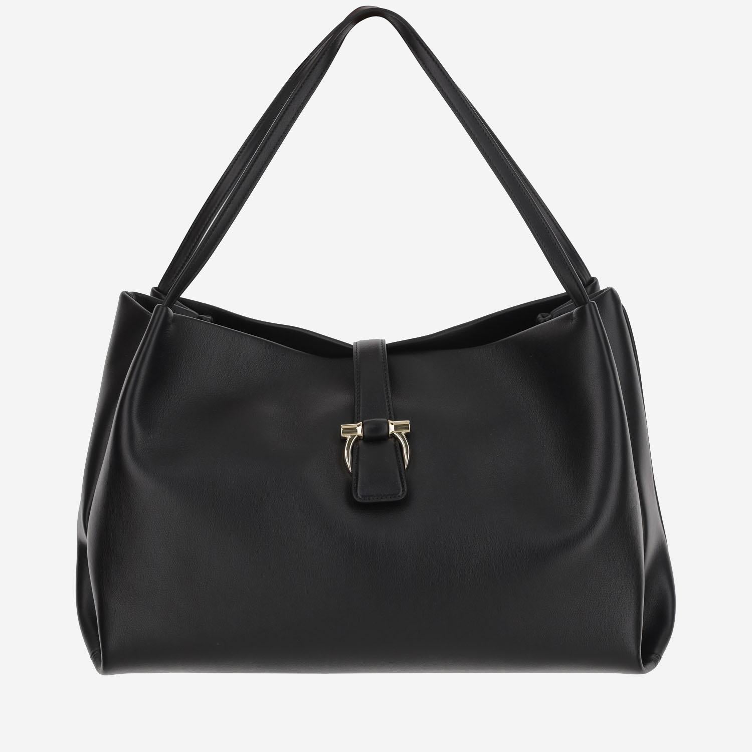 BORSA A SPALLA IN PELLE 219804 001NERONERO SALVATORE FERRAGAMO 