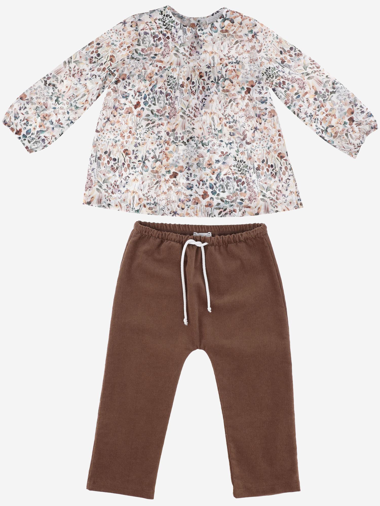 SET MAGLIA FIORI E PANTALONI IN COTONE PABLO 61 NICOLETTA FANNA KIDS 