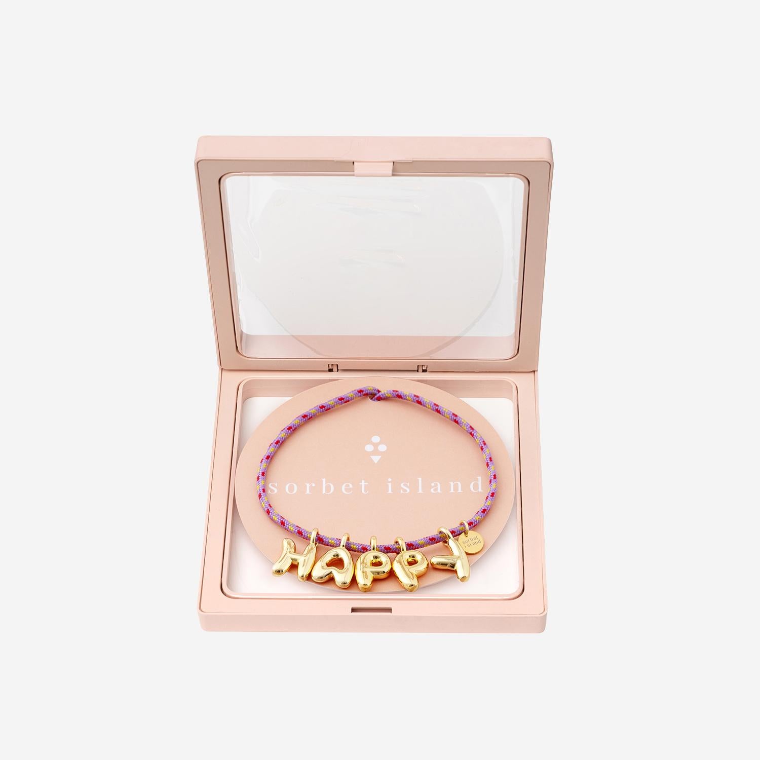 BRACCIALE IN TESSUTO E METALLO BUBBLELETTERSGOLDPLATED HAPPY SORBET ISLAND 