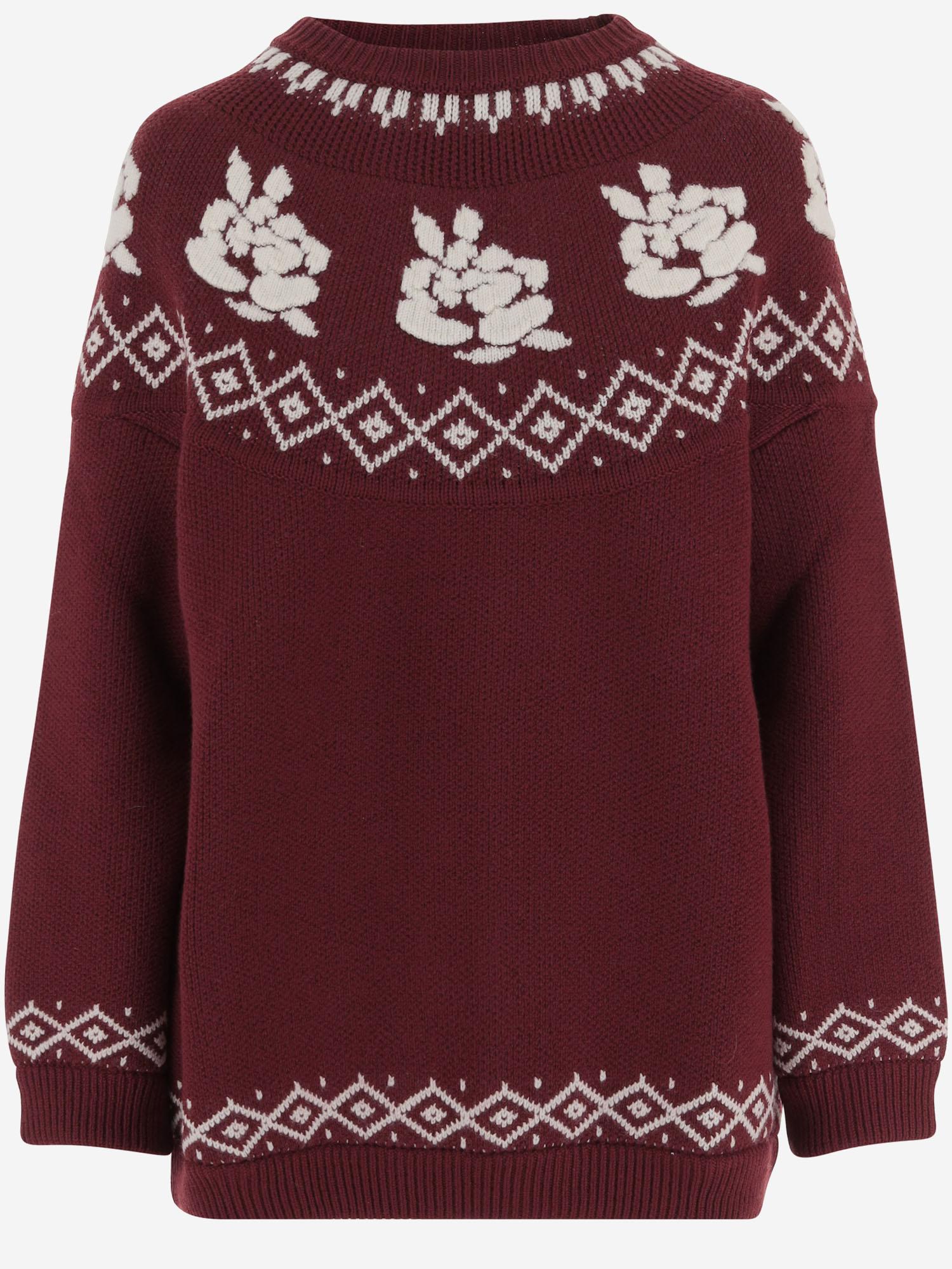 MAGLIONE IN LANA CON MOTIVO FLOREALE 297925 BORDEAUX MAGDA BUTRYM 