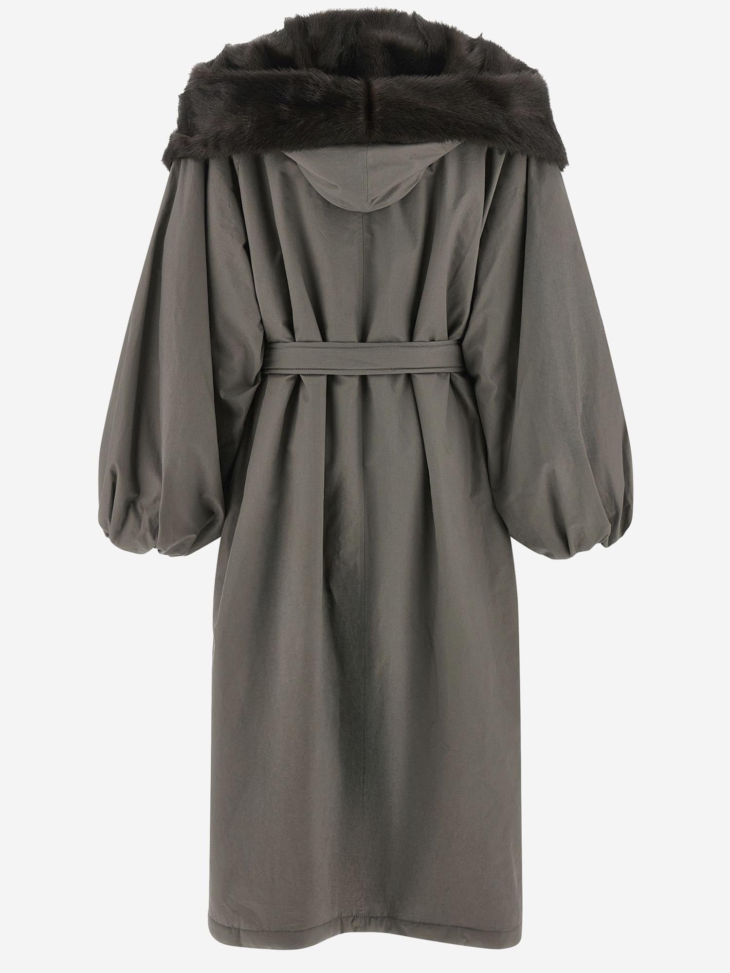 CAPPOTTO IN COTONE CON COLLO IN PELLICCIA 226925 GREY MAGDA BUTRYM 