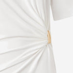 T-shirt con drappeggio e dettaglio dorato 106455 A35DZ05 PINKO 