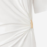 T-shirt con drappeggio e dettaglio dorato 106455 A35DZ05 PINKO 