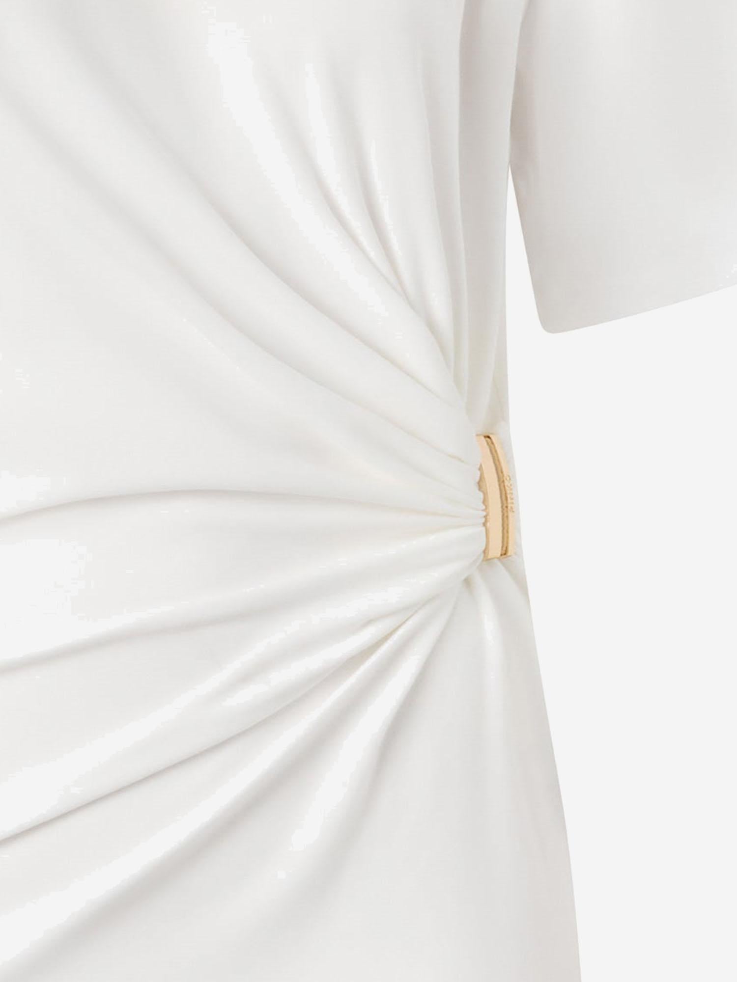 T-shirt con drappeggio e dettaglio dorato 106455 A35DZ05 PINKO 