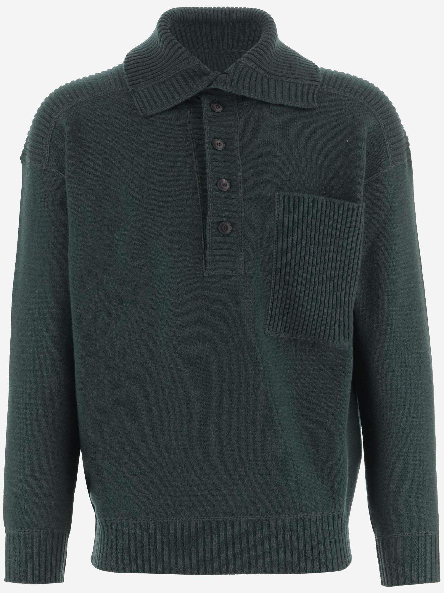 MAGLIONE IN LANA E CASHMERE CON COLLETTO A COSTE GM002191 AF20324UB002 GIORGIO ARMANI 