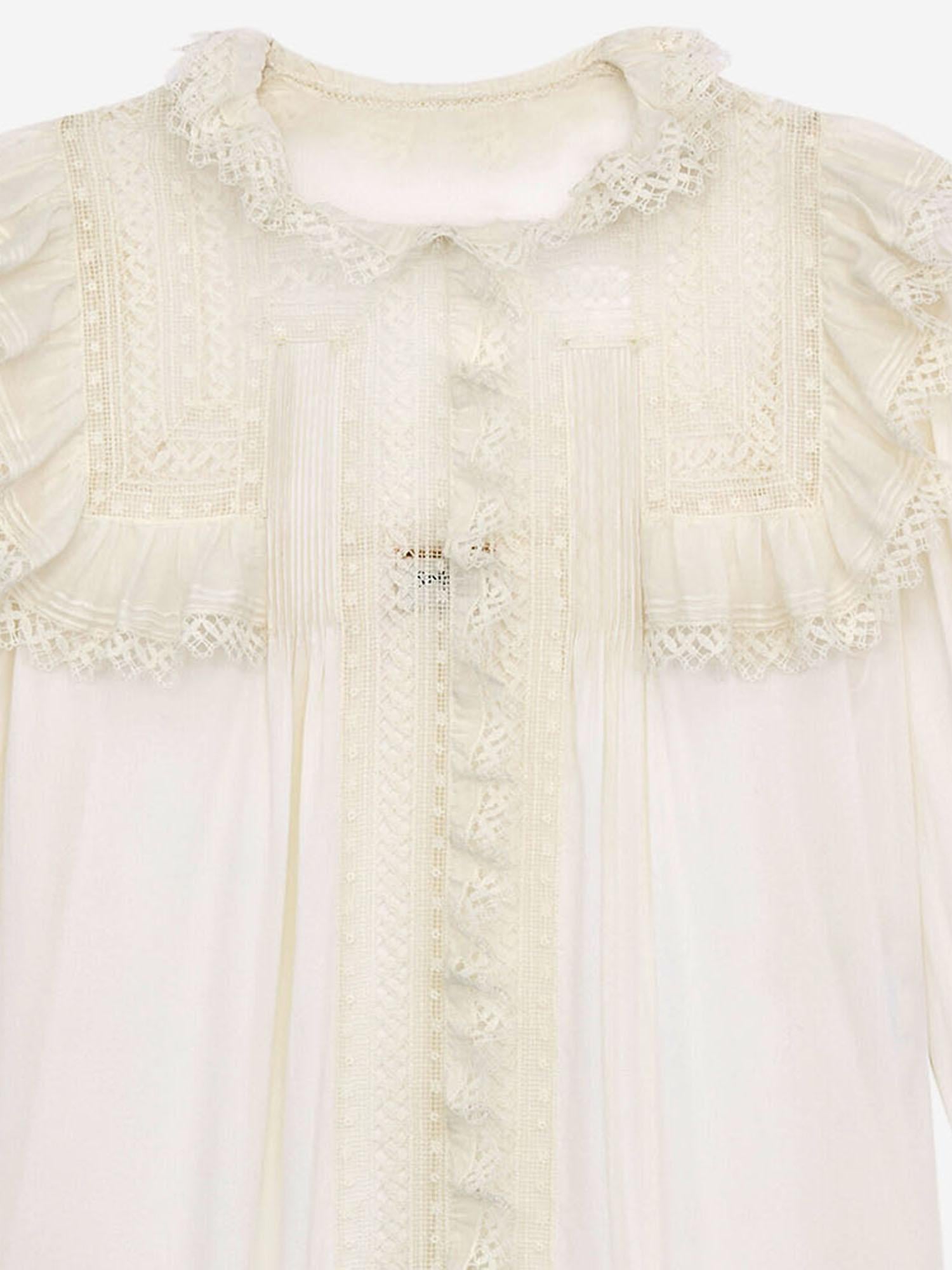 CAMICIA IN VOILE DI COTONE CON RICAMI IN PIZZO 862656 Y2L699601 SAINT LAURENT 