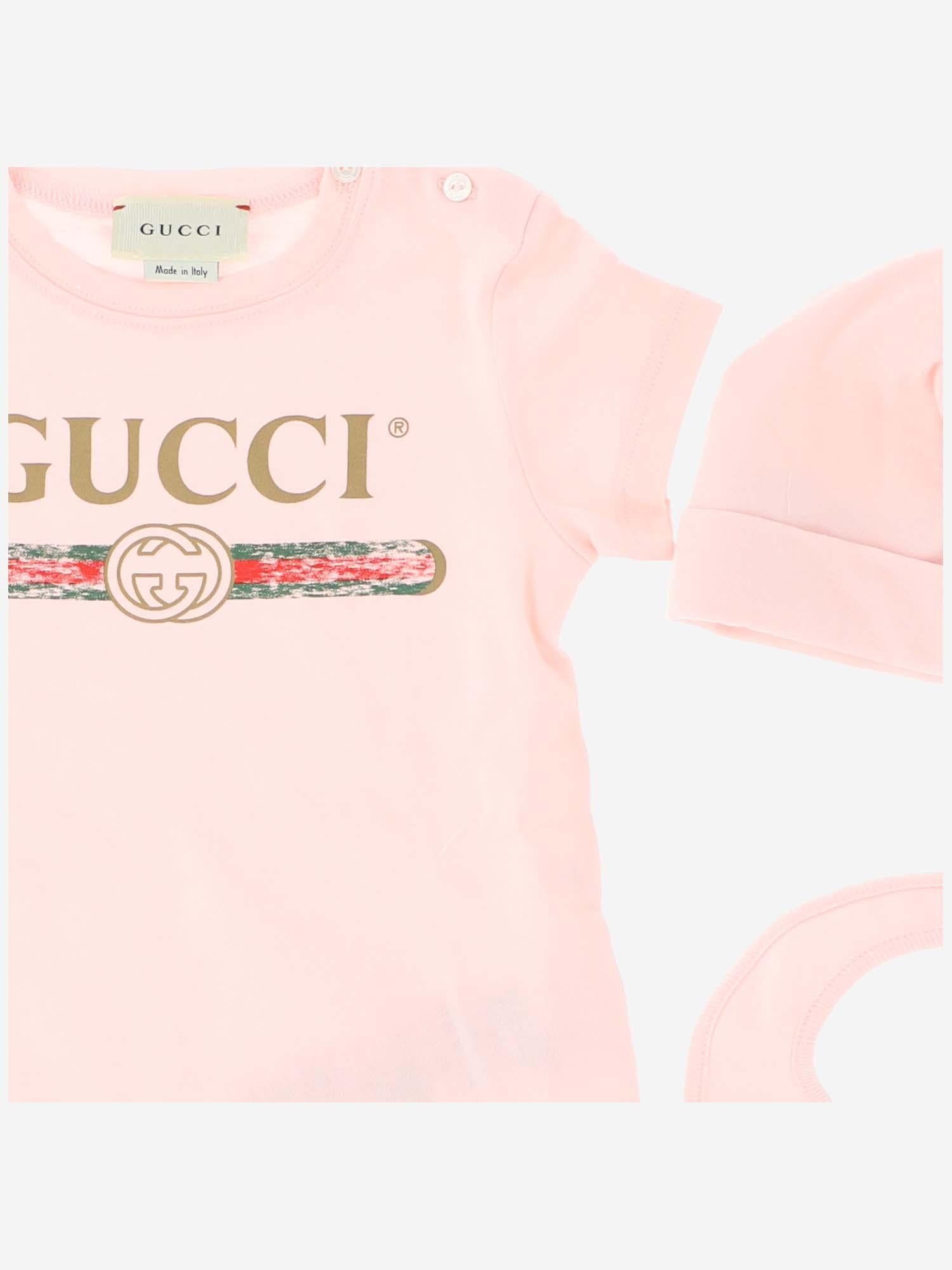SET TUTINA BAVAGLINO E BERRETTO CON LOGO 548249 X3L645861 GUCCI KIDS 