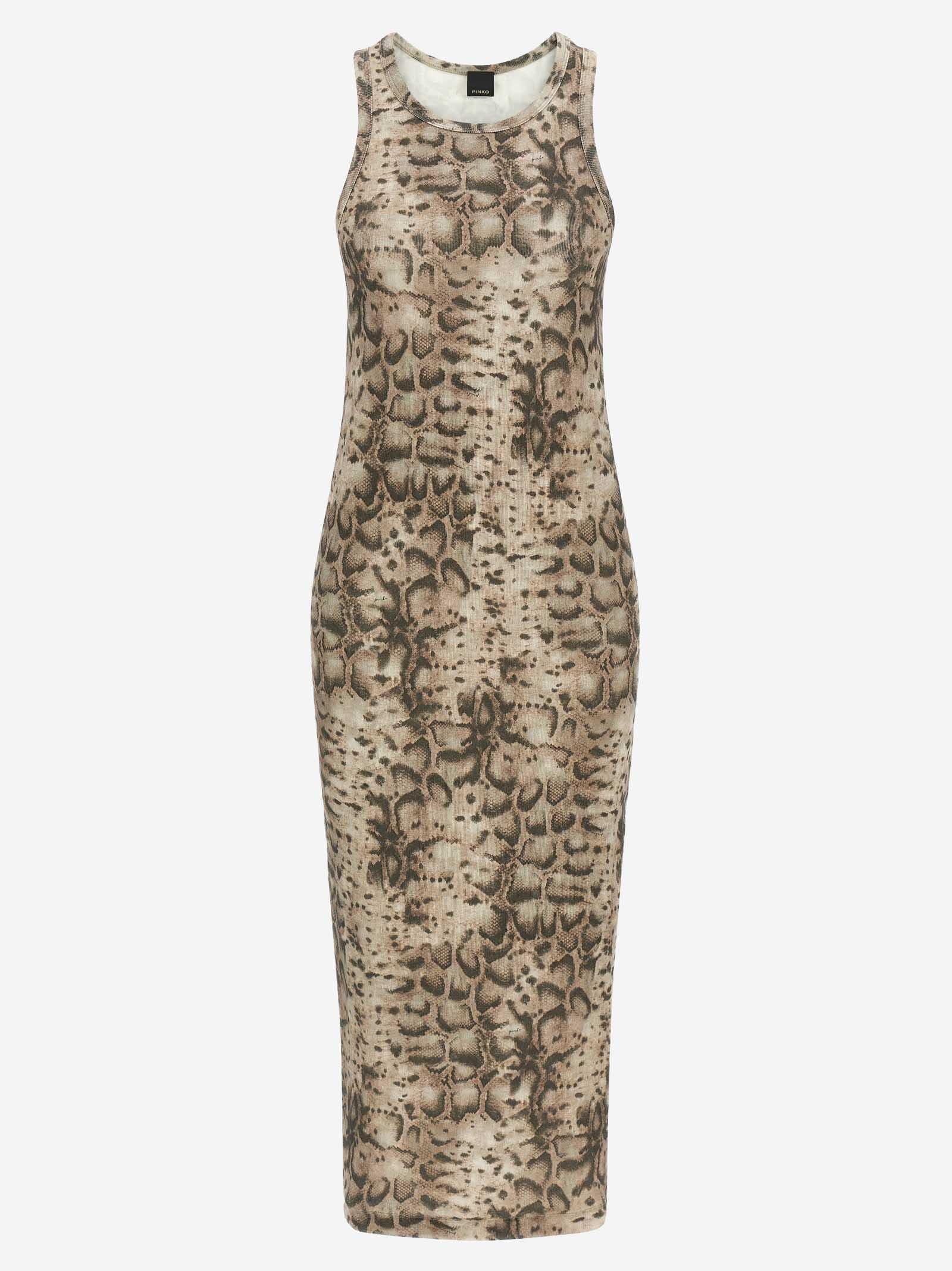 Abito in cotone stretch con motivo animalier 106993 A3DPCZ9 PINKO 