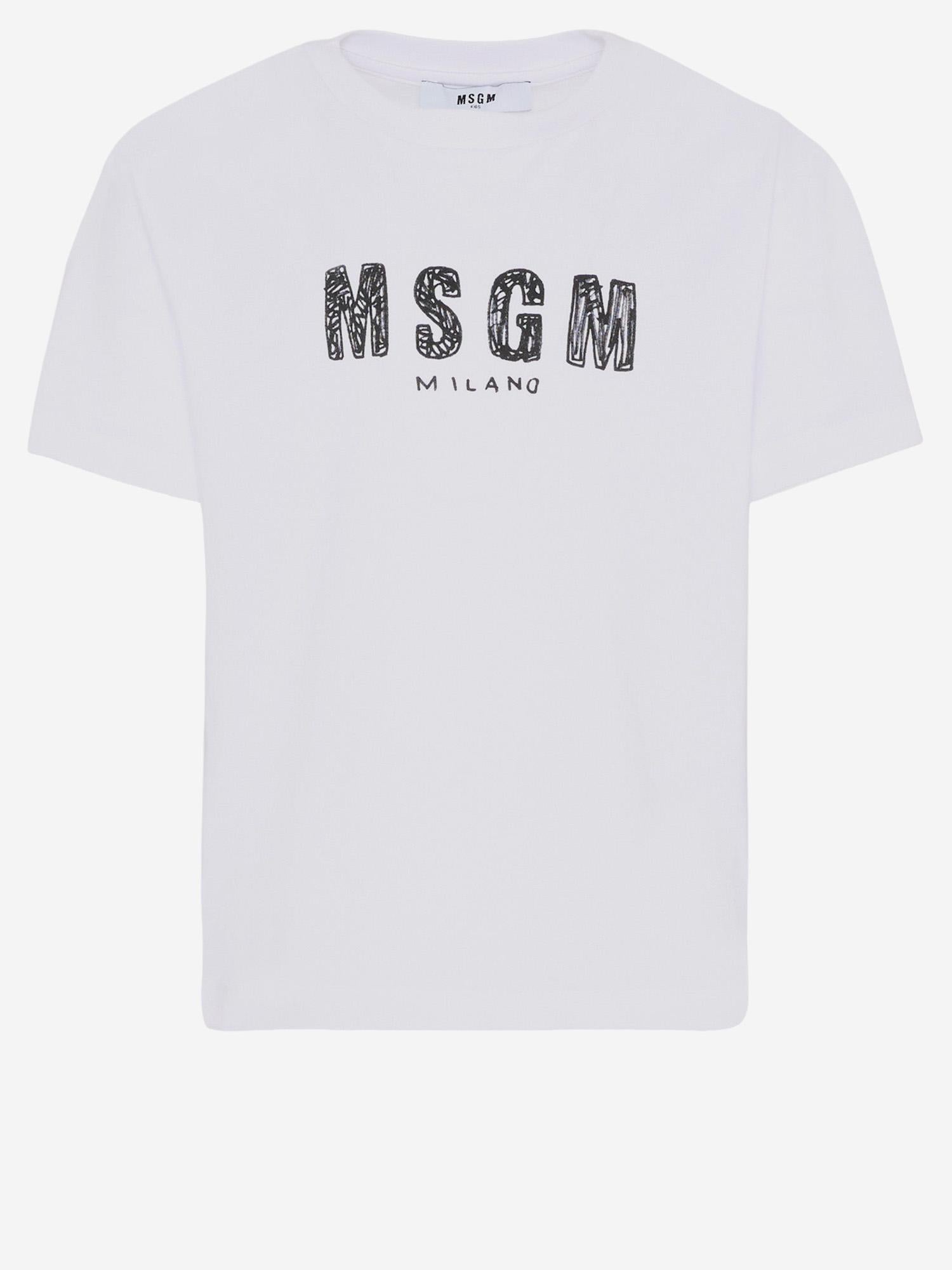 T-SHIRT IN COTONE CON LOGO S6MSJUTH004 001 MSGM KIDS 