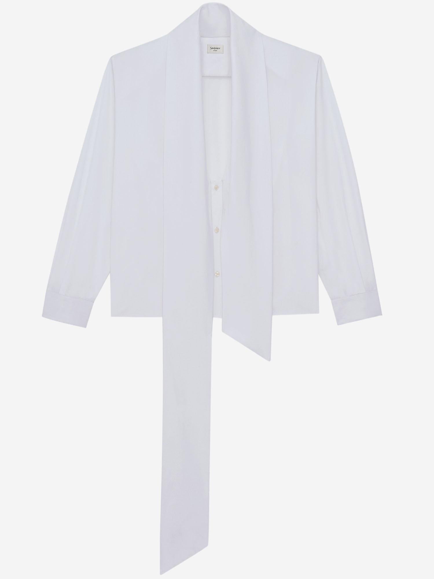 CAMICIA LAVALLIÈRE IN POPELINE DI COTONE 870726 Y1H489000 SAINT LAURENT 