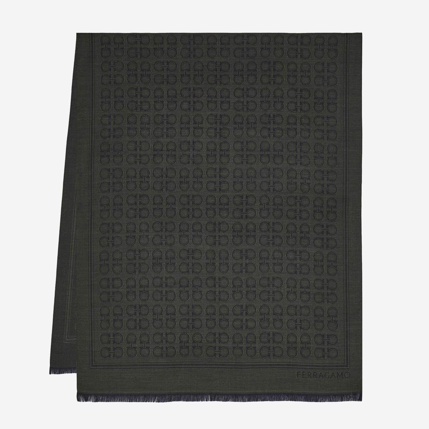 FOULARD IN LANA E SETA 520144 004MILITARY SALVATORE FERRAGAMO 