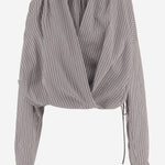 CAMICIA IN COTONE E SETA A RIGHE CON DRAPPEGGIO 010744 3132703 DRIES VAN NOTEN 