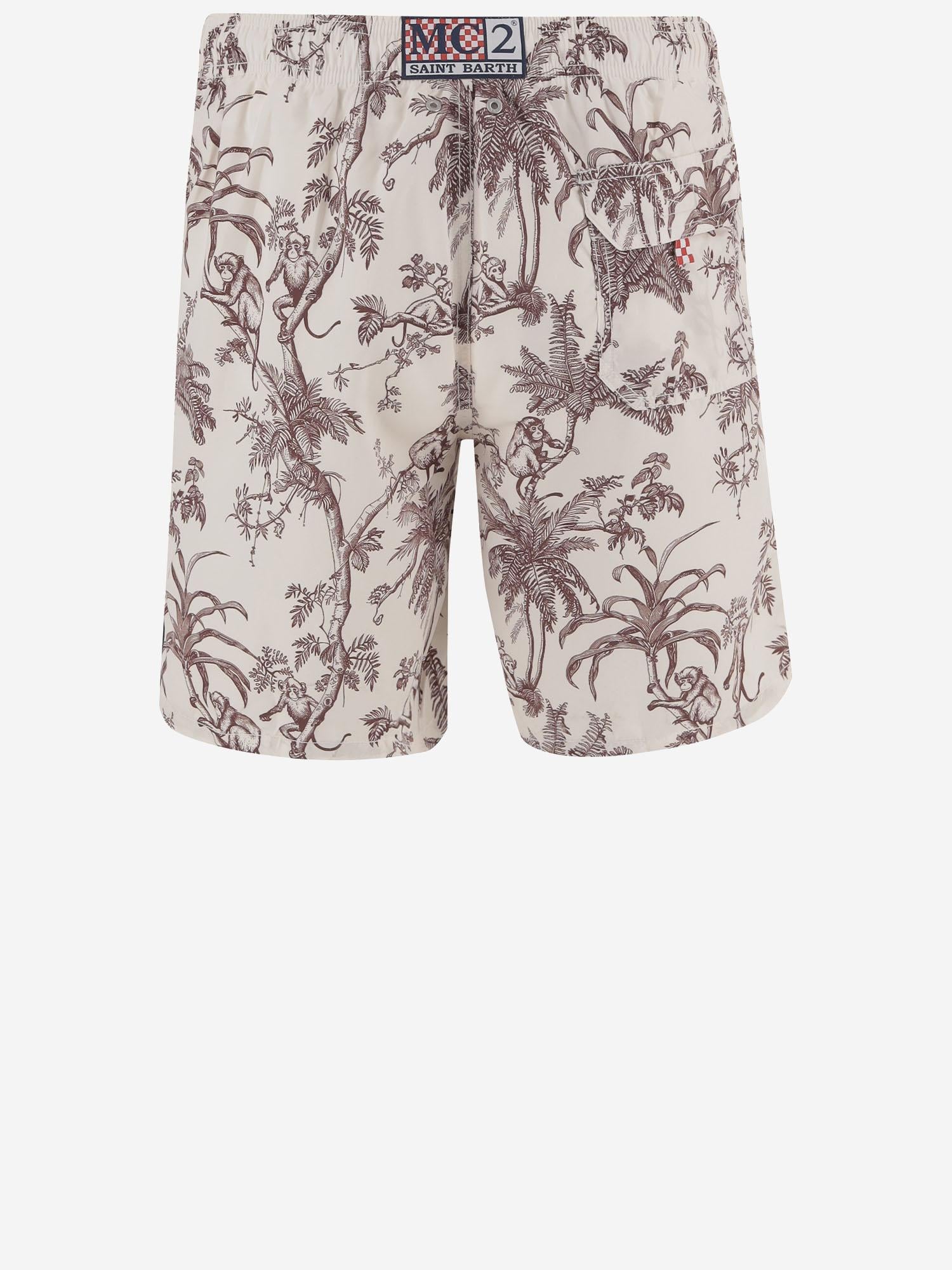 SHORTS DA BAGNO IN NYLON CON STAMPA TROPICALE GUS0010 01543L MC2 SAINT BARTH 