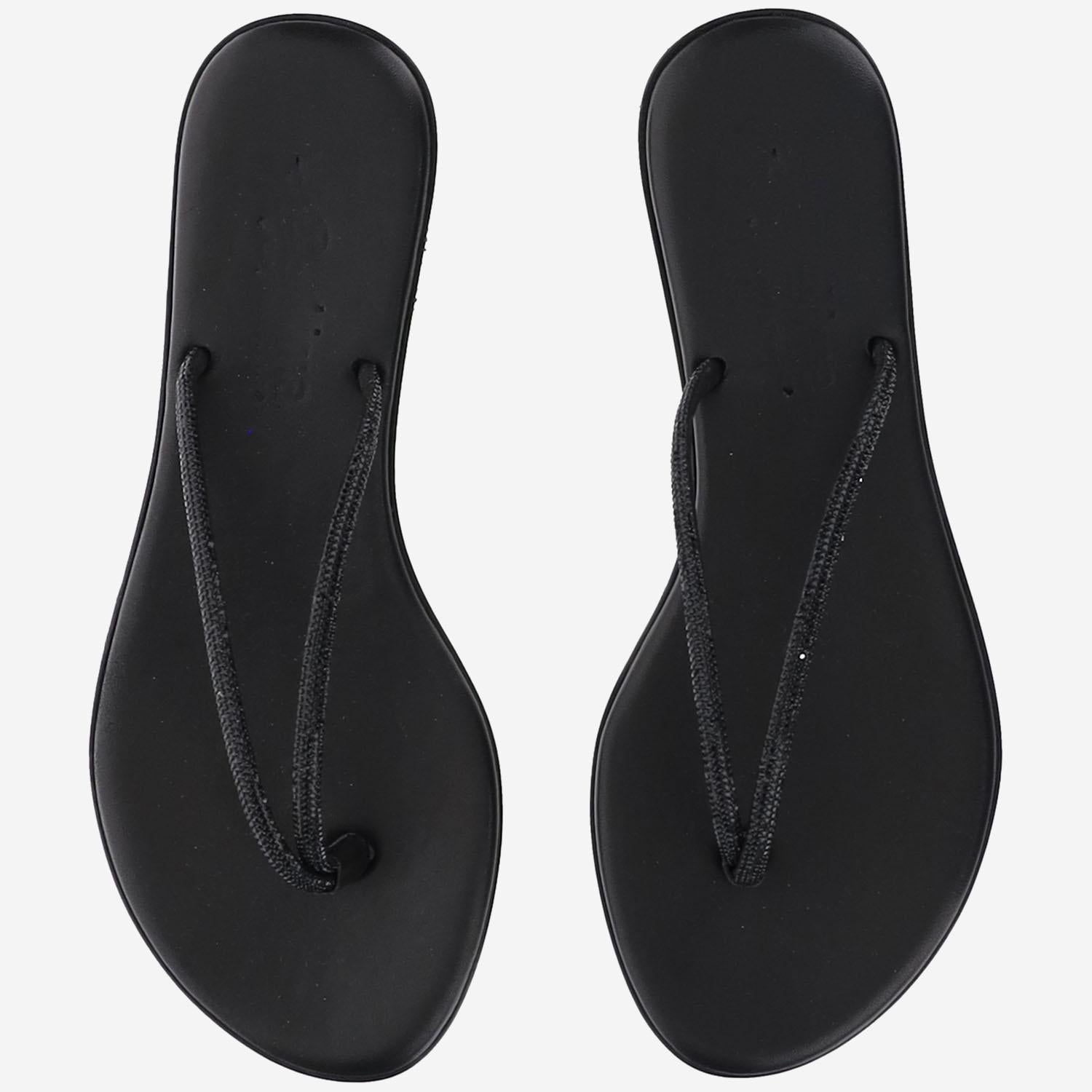 SANDALI IN PELLE CON STRASS BALOS NERO KIMA 