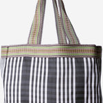 BORSA SHOPPING CON MOTIVO A RIGHE AU820993 08BLACK/WHITE EJA 