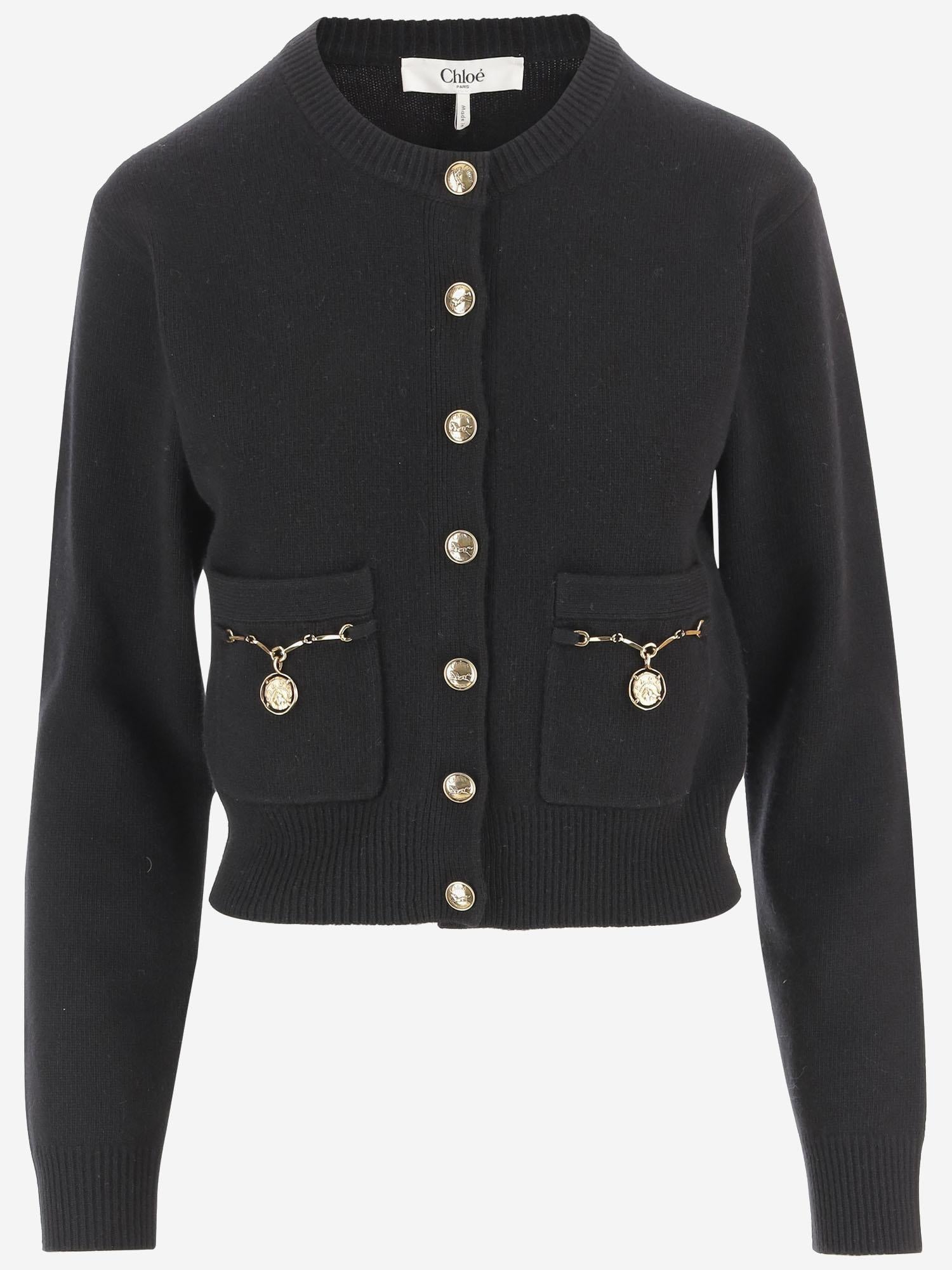 CARDIGAN HORSE MEDAL IN LANA E CASHMERE CH26SMC07800 001 CHLOE 