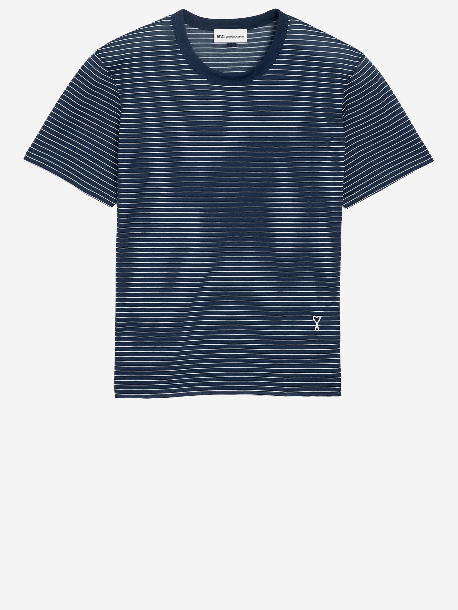 T-SHIRT IN COTONE A RIGHE FTS373JE0212 A044 AMI 