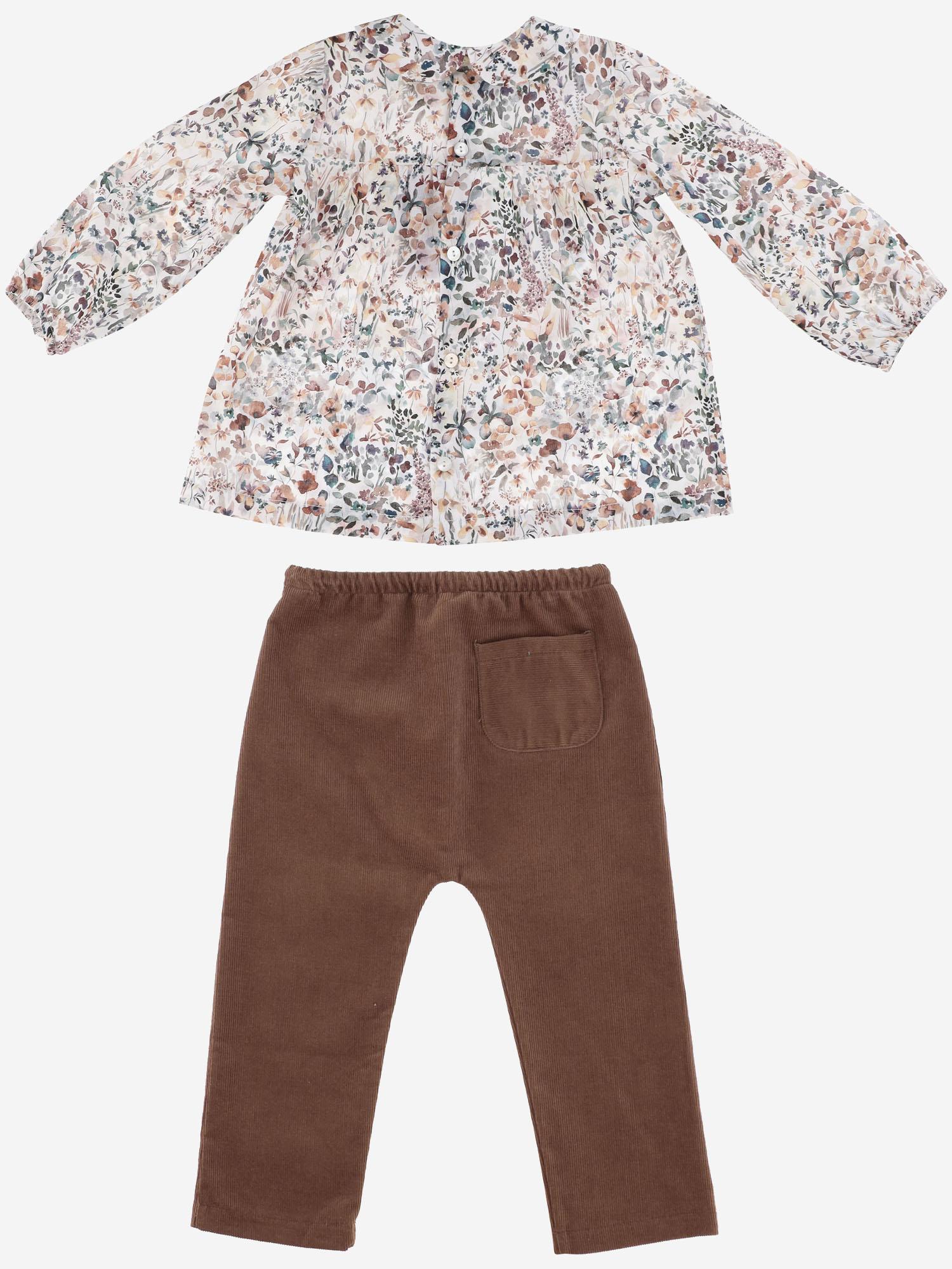 SET MAGLIA FIORI E PANTALONI IN COTONE PABLO 61 NICOLETTA FANNA KIDS 