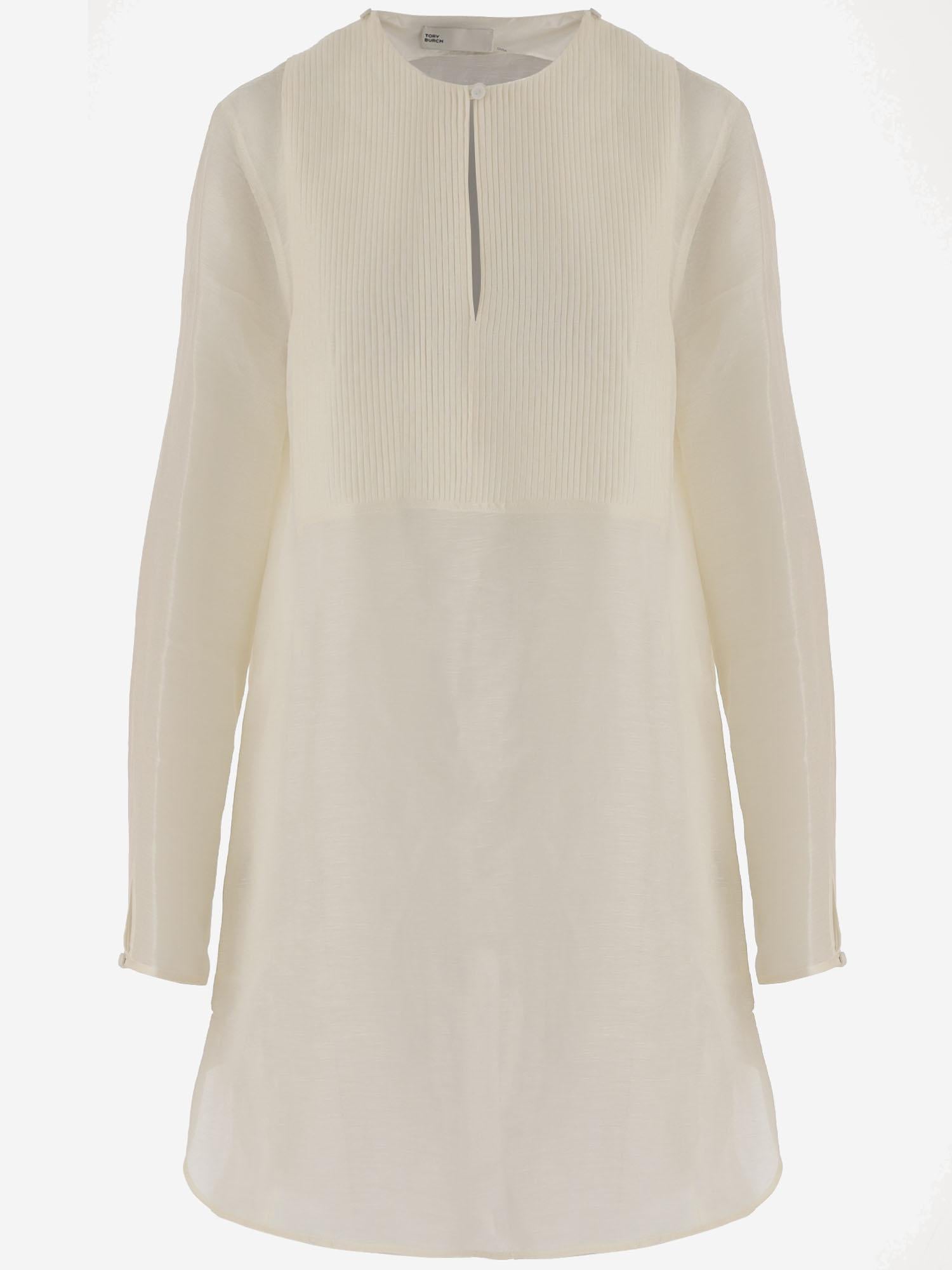 ABITO AVORIO IN LINO E SETA 176549 106 TORY BURCH 