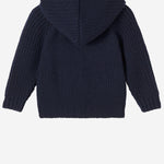 CARDIGAN CON CAPPUCCIO IN LANA E ACRILICO 25W213 DARKBLUE 1+ IN THE FAMILY KIDS 