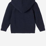 CARDIGAN CON CAPPUCCIO IN LANA E ACRILICO 25W213 DARKBLUE 1+ IN THE FAMILY KIDS 