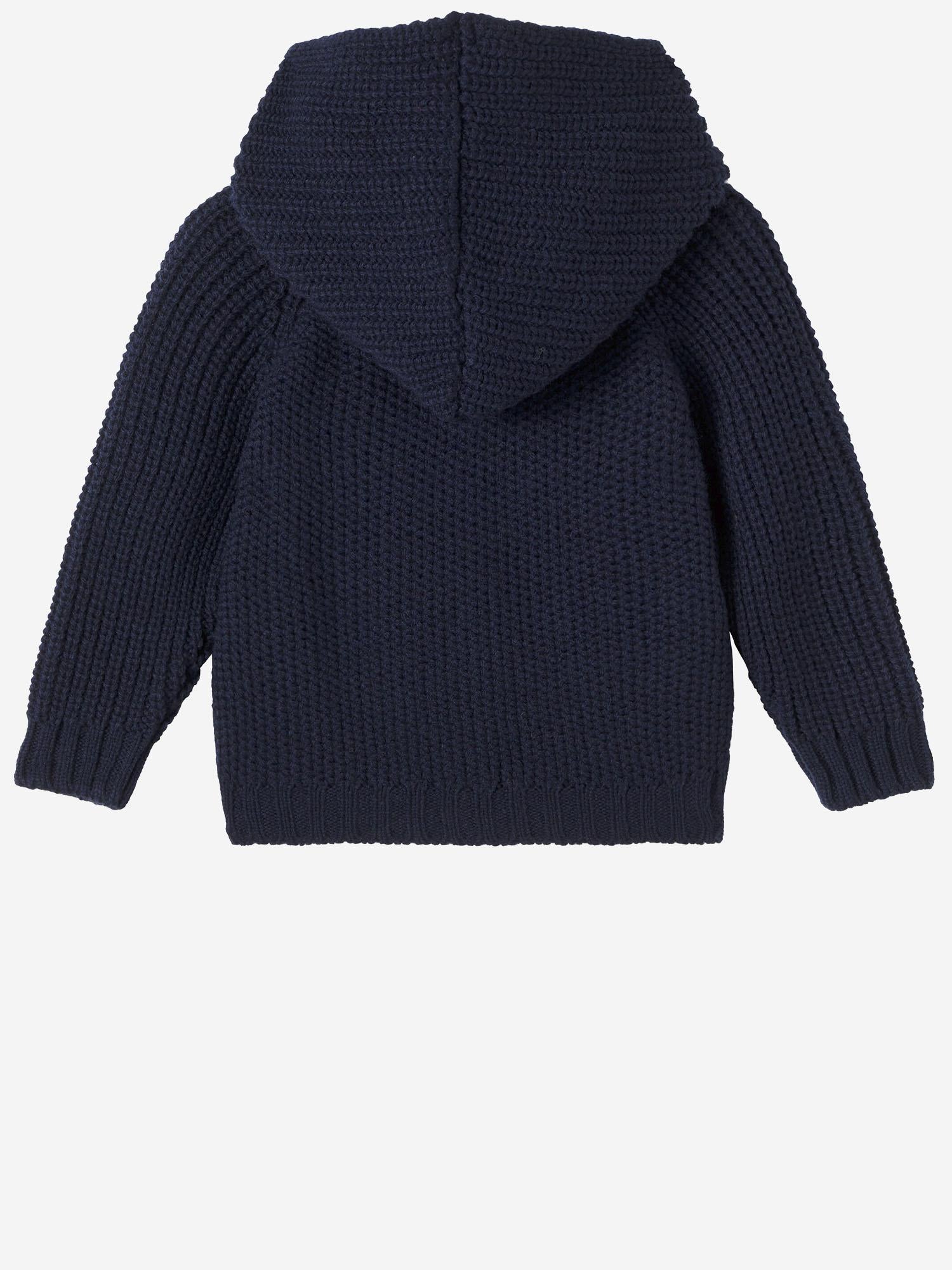 CARDIGAN CON CAPPUCCIO IN LANA E ACRILICO 25W213 DARKBLUE 1+ IN THE FAMILY KIDS 